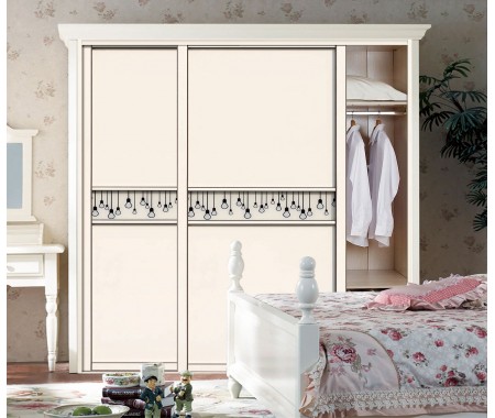 mdf carcass bedroom wardrobe with uv high gloss sliding door design