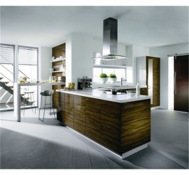 High gloss UV modern design wood grain kitchen cabinet custom made