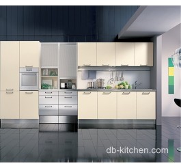 beige high gloss PETG luxury kitchen cabinet for high class house