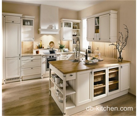 Old style classic design PVC white color kitchen cabinet