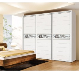 high gloss white color wardrobe sliding door
