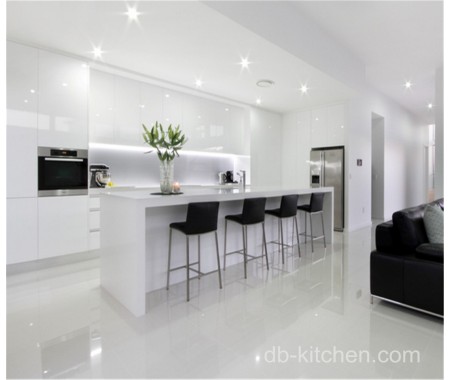 High gloss white PETG luxury kitchen furniture cabinet design