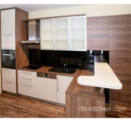 modern style high gloss PETG and UV matte wood grain custom kitchen cabinet