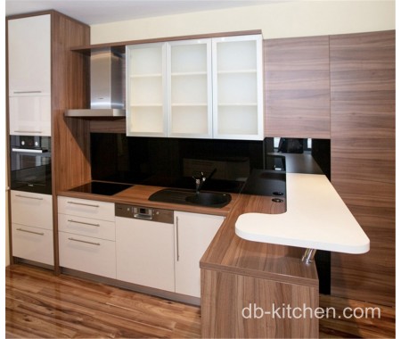 modern style high gloss PETG and UV matte wood grain custom kitchen cabinet