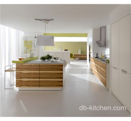 UV wood grain glad and white PETG mdf kitchen cabinet
