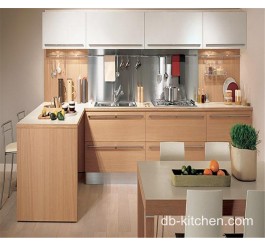 khaki melamine and matte white PETG modern kitchen cabinet design