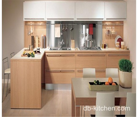 khaki melamine and matte white PETG modern kitchen cabinet design