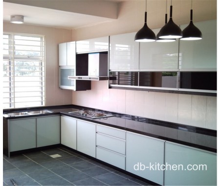 high gloss acrylic L shape kitchen cabinet