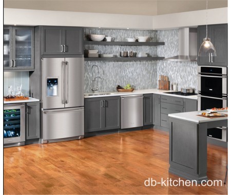 grey color custom made PVC kitchen cabinet