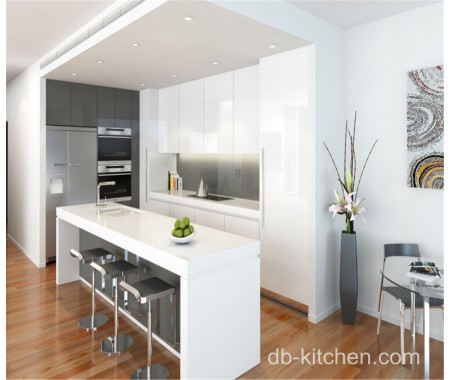 high gloss white acrylic small kitchen cabinet design