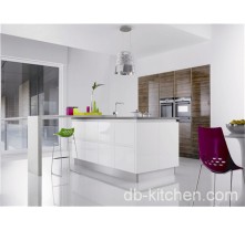 kitchen cabinet combination of high gloss lacquer and UV wood grain