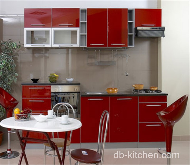 High Gloss Red Lacquer Kitchen Cabinet