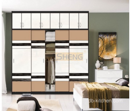 Uv high gloss plywood sliding door wardrobe