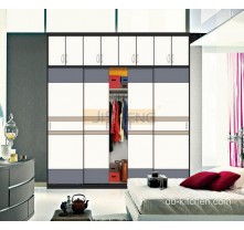 Uv high gloss white sliding door wardrobe