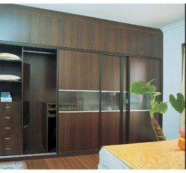 wood grain color wardrobe sliding door