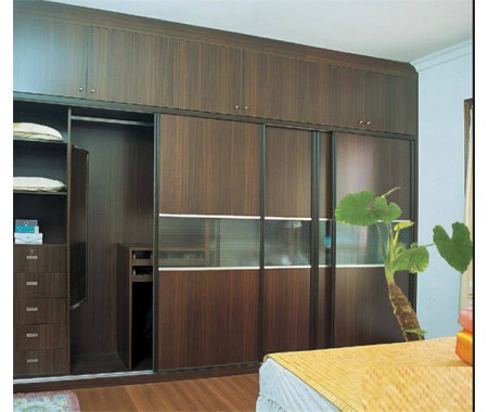 wood grain color wardrobe sliding door