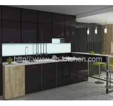 High Gloss Dark Grey Acrylic Kitchen Cabinet Manufacturer