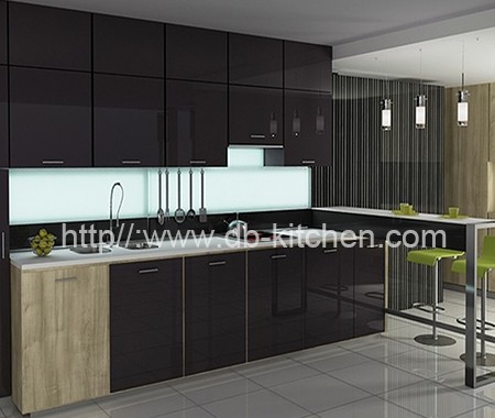 High Gloss Dark Grey Acrylic Kitchen Cabinet Manufacturer