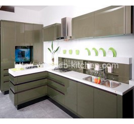 High Gloss Plywood Grey Acrylic Kitchen Cabinet Supplier