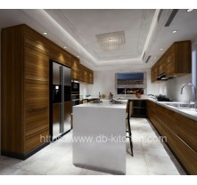 China  modern wood veneer kitchen cabinet supplier