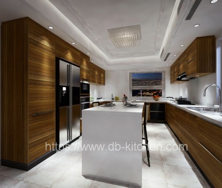 China  modern wood veneer kitchen cabinet supplier