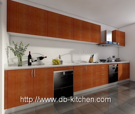 Red Cherry Melamine Kitchen Cabinet For Aprartment Project