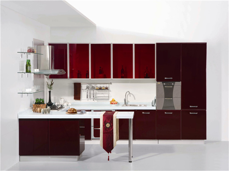 Red Lacquer hight glossy kitchen cabinet