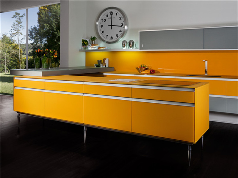 yellow lacquer high glossy kitchen cabinet